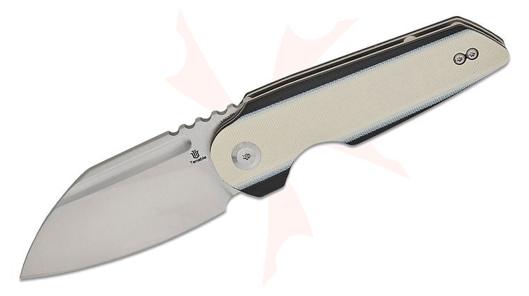 Tenable Knives 4T5 Design Rafe L Liner Lock Flipper Knife 3.19 inch 14C28N Satin Sheepsfoot Blade, Ivory and Black G10 Handles