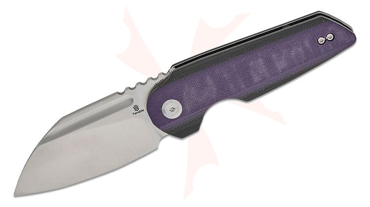 Tenable Knives 4T5 Design Rafe L Liner Lock Flipper Knife 3.19 inch 14C28N Satin Sheepsfoot Blade, Purple and Black G10 Handles