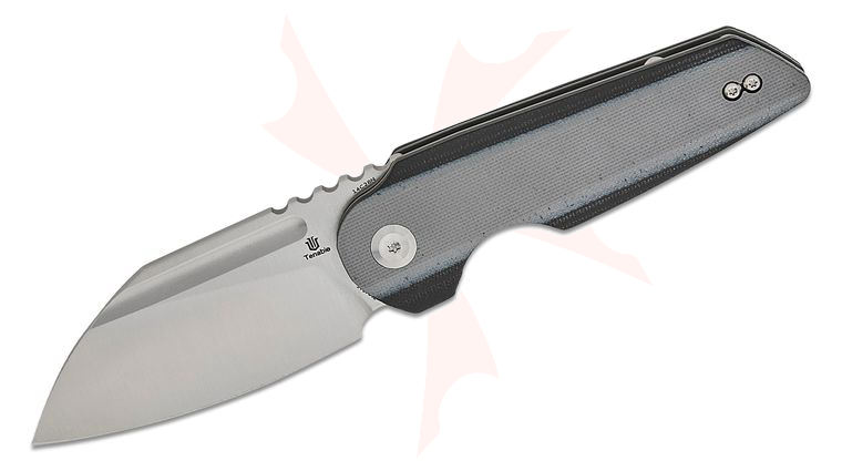 Tenable Knives 4T5 Design Rafe L Liner Lock Flipper Knife 3.19 inch 14C28N Satin Sheepsfoot Blade, Light Sand and Black G10 Handles