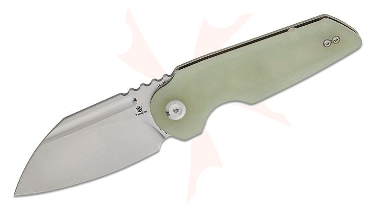 Tenable Knives 4T5 Design Rafe L Liner Lock Flipper Knife 3.19 inch 14C28N Stonewashed Sheepsfoot Blade, Natural (Jade) G10 Handles