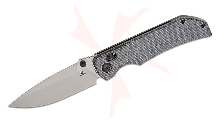 Tenable Knives Eaglestrike Crossbar Lock Folding Knife 3.73 inch Nitro-V Satin Drop Point Blade, Black Micarta Handles