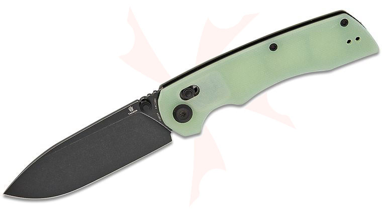 Tenable Knives Kryo Crossbar Lock Folding Knife 3.58 inch 14C28N Black Stonewashed Drop Point Blade, Jade G10 Handles