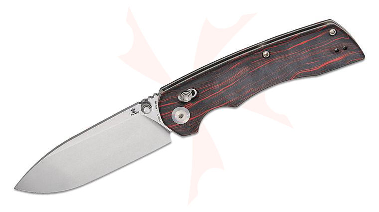 Tenable Knives Kryo Crossbar Lock Folding Knife 3.58 inch 14C28N Stonewashed Drop Point Blade, Red and Black G-Mascus G10 Handles