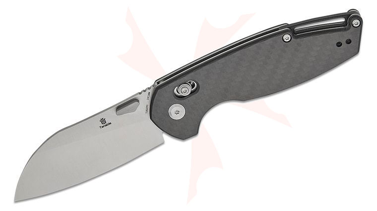 Tenable Knives Nick Swan Model 6 Crossbar Lock Folding Knife 3.1 inch 14C28N Satin Sheepsfoot Blade, Twill Carbon Fiber Handles