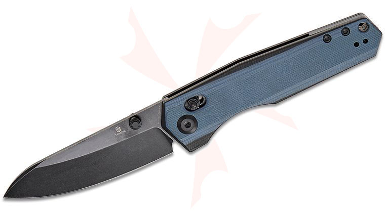 Tenable Knives Beaver Crossbar Lock Folding Knife 3.44 inch Nitro-V Black Stonewashed Drop Point Blade, Gray and Black G10 Handles