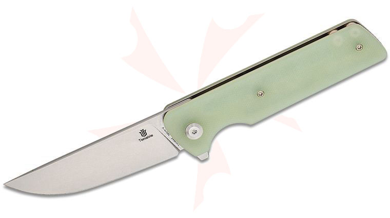 Tenable Knives Dirk Pinkerton Anomaly Liner Lock Flipper Knife 3.14 inch Nitro-V Stonewashed Straight Back Blade, Natural (Jade) G10 Handles