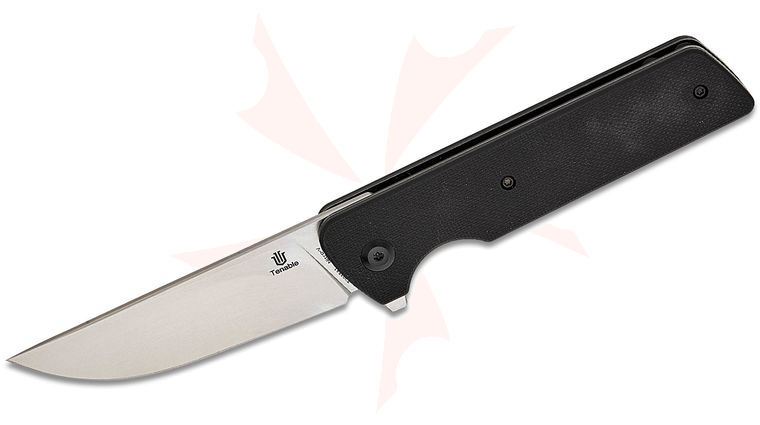 Tenable Knives Dirk Pinkerton Anomaly Liner Lock Flipper Knife 3.14 inch Nitro-V Stonewashed Straight Back Blade, Black G10 Handles