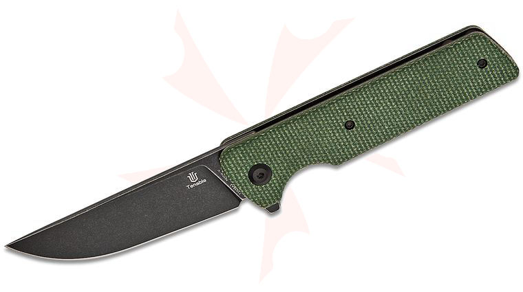 Tenable Knives Dirk Pinkerton Anomaly Liner Lock Flipper Knife 3.14 inch Nitro-V Black Stonewashed Straight Back Blade, Green Micarta Handles