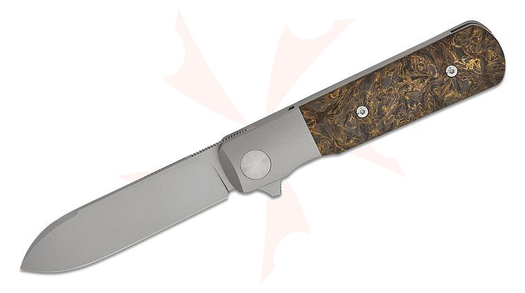 Terrain 365 Otter Flip ATB Bolster Lock Flipper Knife 3 inch Terravantium Dendritic Cobalt Spear Point Blade, Bolstered Titanium Handles with Dark Matter FatCarbon Scales