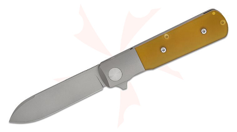 Terrain 365 Otter Flip ATB Bolster Lock Flipper Knife 3 inch Terravantium Dendritic Cobalt Spear Point Blade, Bolstered Titanium Handles with Ultem Scales