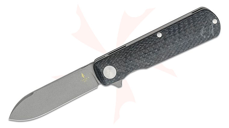 Terrain 365 Otter Flip-AT Flipper Knife 3 inch Terravantium Dendritic Cobalt Spear Point Blade, Carbon Fiber Handles