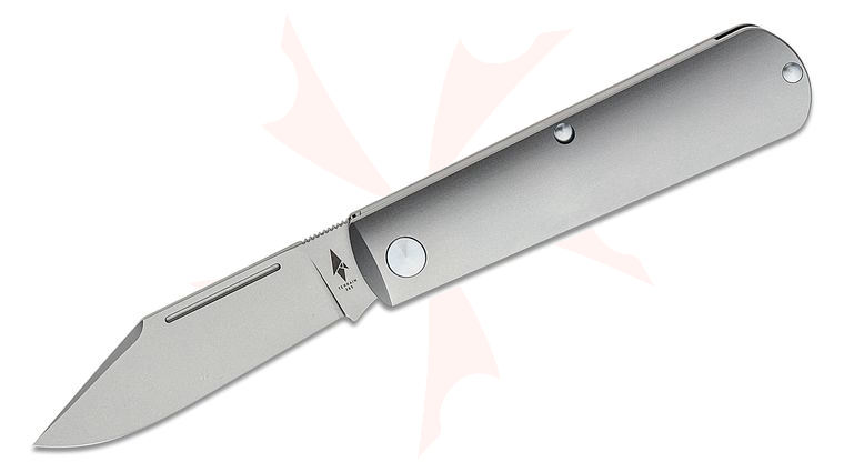 Terrain 365 Caiman Slipjoint Barlow Pattern Folding Knife 3 inch Terravantium Dendritic Cobalt Clip Point Blade, Titanium Handles