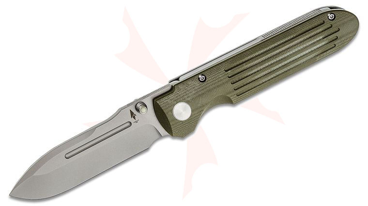 Terrain 365/PDW Invictus-AT Folding Knife 3.5 inch Terravantium Dendritic Cobalt Spear Point Blade, OD Green G10 and Titanium Handles