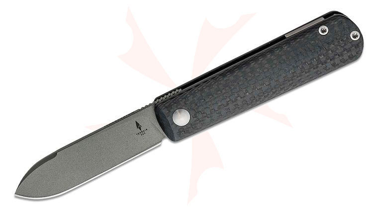 Terrain 365 Otter Double Detent Slipjoint Flip-AT Flipper Knife 3 inch Terravantium Dendritic Cobalt Spear Point Blade, Carbon Fiber Handles