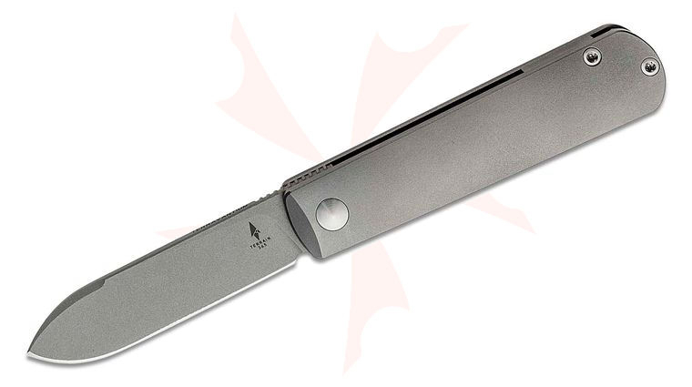 Terrain 365 Otter Double Detent Slipjoint Flip-AT Flipper Knife 3 inch Terravantium Dendritic Cobalt Spear Point Blade, Titanium Handles