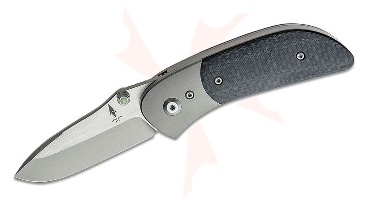 Terrain 365 P38-AT Manual Folding Knife 2.75 inch Terravantium Dendritic Cobalt Drop Point Blade, Carbon Fiber Handles with Titanium Bolsters