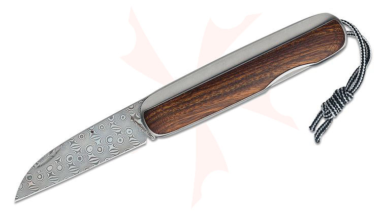 The James Brand Pike Slipjoint Folding Knife 2.3 inch Damascus Wharncliffe Blade, Rosewood Handles