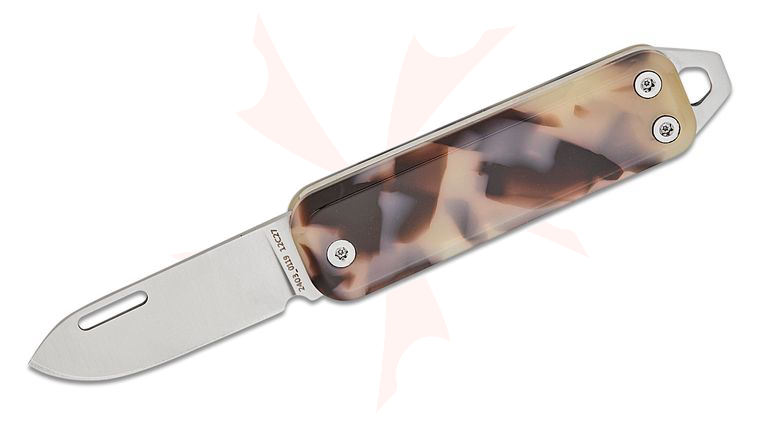 The James Brand Elko Slipjoint Folding Knife 1.74 inch Sandvik 12C27 Satin Plain Blade, Desert Tortoise Acetate Handles