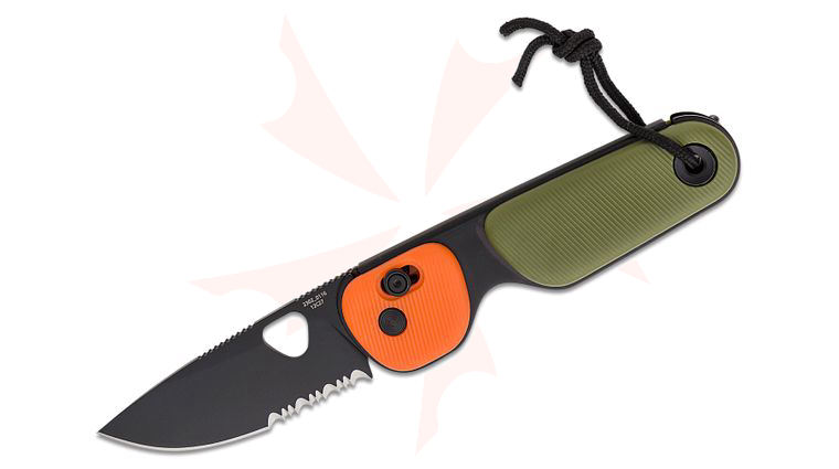 The James Brand Redstone Folding Knife 2.5 inch Sandvik 12C27 Black Combo Blade, OD Green & Orange Polypropylene Handles