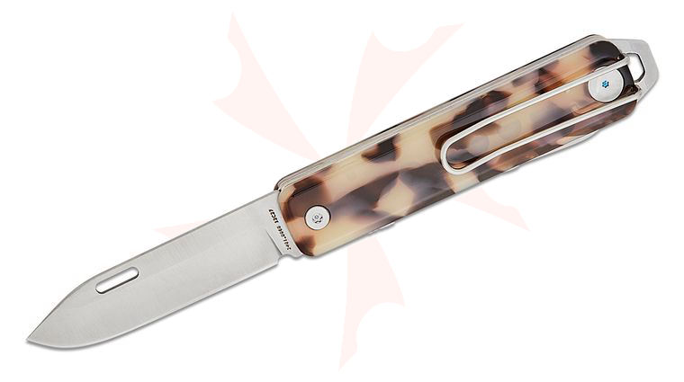 The James Brand Ellis Multi-Functional Folding Knife 2.6 inch Sandvik 12C27 Satin Plain Blade, Scissors, Desert Tortoise Acetate Handles