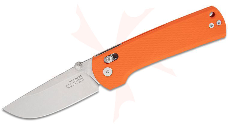 The James Brand The Kline Folding Knife 3.39 inch CPM-MagnaCut Stonewashed Drop Point Blade, Orange G10 Handles