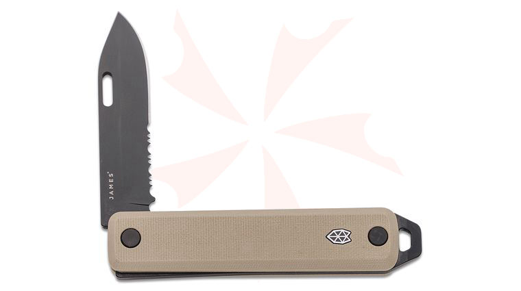 The James Brand Ellis Slim Slipjoint Folding Knife 2.6 inch Sandvik 12C27 Black Combo Blade, Coyote Tan G10 Handles