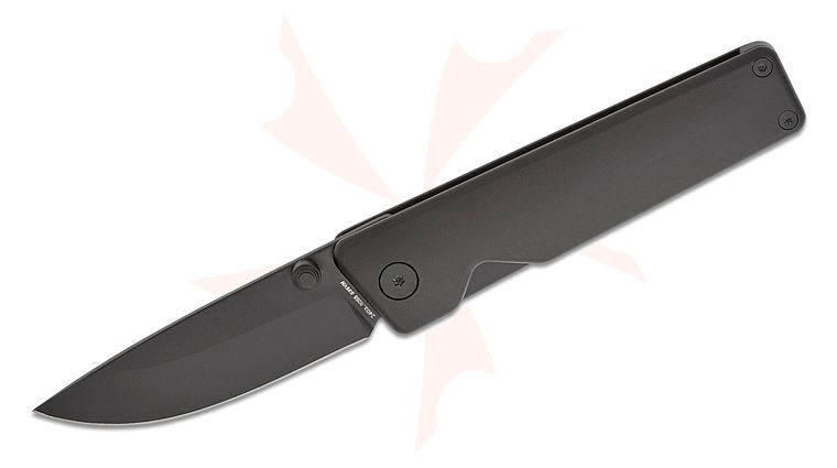 The James Brand Chapter 2 Frame Lock Folding Knife 2.75 inch CPM-S35VN Black Drop Point Blade, Black Titanium Handles