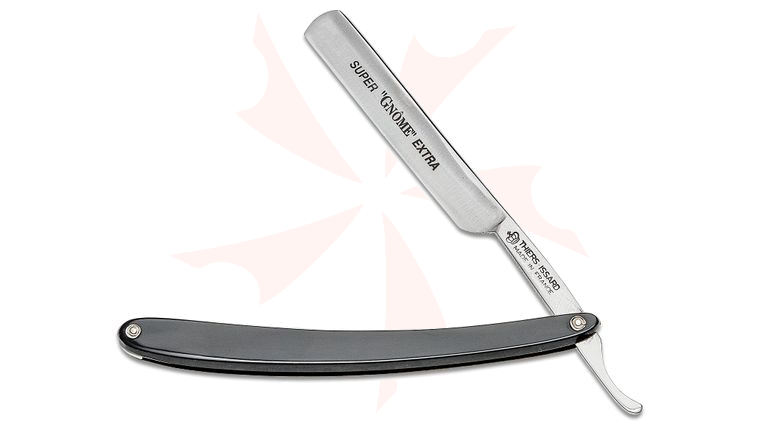 Thiers-Issard Super Gnome Straight Razor 3/8 inch Half-Hollow Carbon Steel Blade, Black Plastic Handle