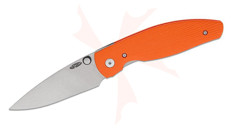 Three Rivers MFG TRM Atom Liner Lock Folding Knife 3.5 inch CPM-MagnaCut Tumbled Drop Point Blade, Sunburst Hunter Orange G10 Handles