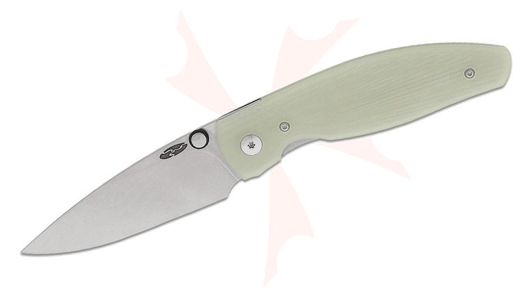 Three Rivers MFG TRM Atom Liner Lock Folding Knife 3.5 inch CPM-MagnaCut Tumbled Drop Point Blade, Sunburst Jade G10 Handles