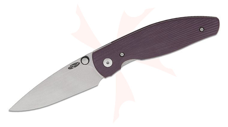 Three Rivers MFG TRM Atom Liner Lock Folding Knife 3.5 inch CPM-MagnaCut Tumbled Drop Point Blade, Sunburst Popsicle Purple G10 Handles