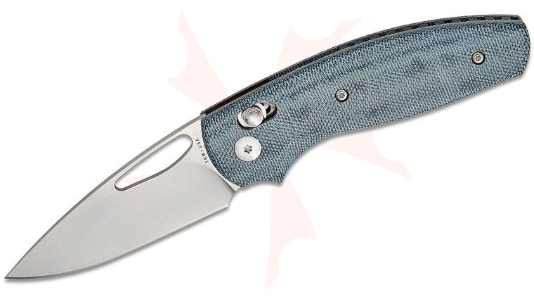 Three Rivers MFG TRM Bulldog Rev B River-LOK Folding Knife 2.95 inch CPM-MagnaCut Tumbled Drop Point Blade, 3D Machined Blue Denim Micarta Handles