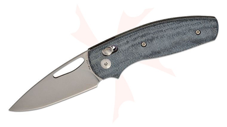 Three Rivers MFG TRM Bulldog Rev B River-LOK Folding Knife 2.95 inch CPM-20CV Tumbled Drop Point Blade, 3D Machined Blue Denim Micarta Handles