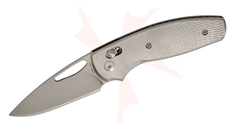 Three Rivers MFG TRM Bulldog Rev B River-LOK Folding Knife 2.95 inch CPM-20CV Tumbled Drop Point Blade, Lizard Skin 3D Machined Titanium Handles