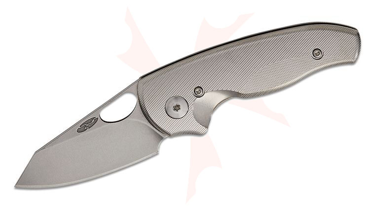 Three Rivers MFG TRM Holier Nerd Liner Lock Folding Knife 2.2 inch CPM-MagnaCut Tumbled Clip Point Blade, 3D Machined Titanium Handles