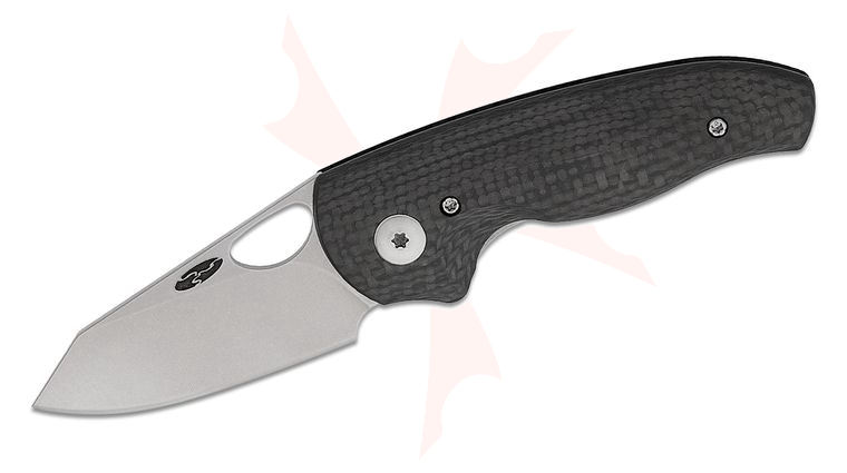 Three Rivers MFG TRM Holier Nerd Liner Lock Folding Knife 2.2 inch CPM-MagnaCut Tumbled Clip Point Blade, 3D Machined Carbon Fiber Handles