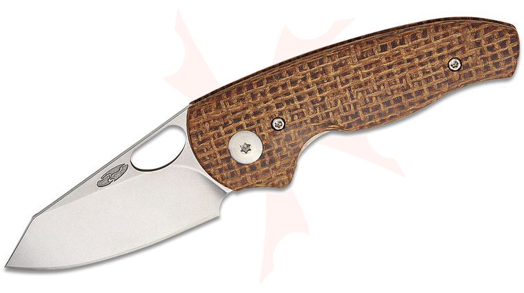 Three Rivers MFG TRM Holier Nerd Liner Lock Folding Knife 2.2 inch CPM-MagnaCut Tumbled Clip Point Blade, 3D Machined Burlap Micarta Handles