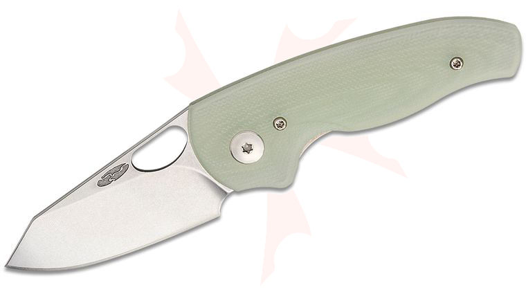 Three Rivers MFG TRM Holier Nerd Liner Lock Folding Knife 2.2 inch CPM-MagnaCut Tumbled Clip Point Blade, 3D Machined Jade G10 Handles