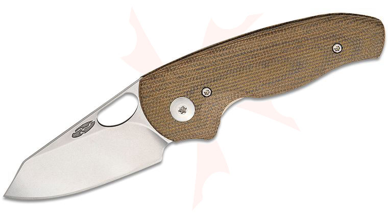 Three Rivers MFG TRM Holier Nerd Liner Lock Folding Knife 2.2 inch CPM-MagnaCut Tumbled Clip Point Blade, 3D Machined OD Green Micarta Handles
