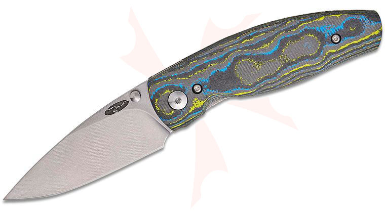 Three Rivers MFG TRM Neutron 2 Liner Lock Folding Knife 3 inch CPM-MagnaCut Tumbled Drop Point Blade, 3D Contoured Bolts CamoCarbon Handles