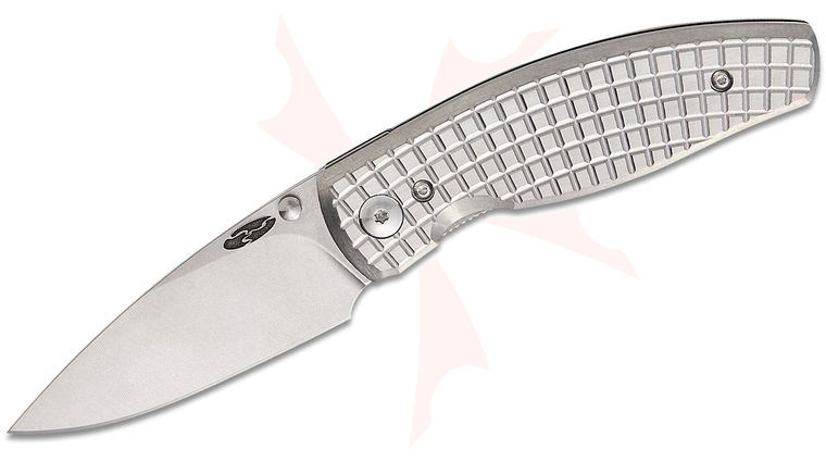 Three Rivers MFG TRM Neutron 2 Liner Lock Folding Knife 3 inch CPM-MagnaCut Tumbled Drop Point Blade, Frag Machined Titanium Handles