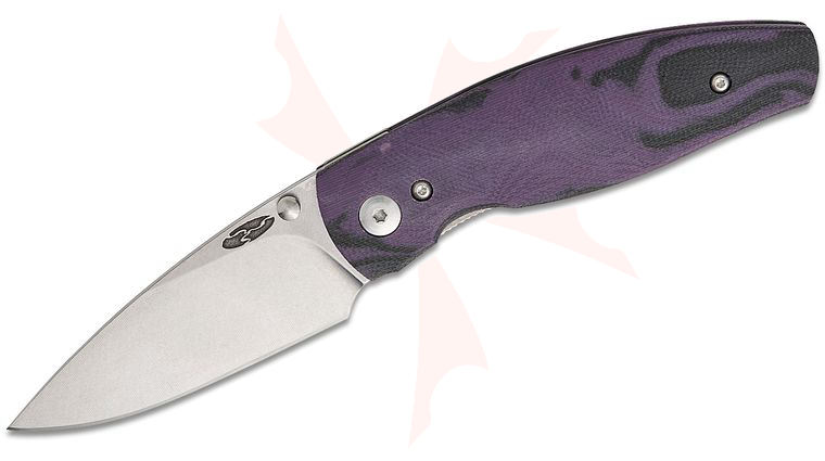 Three Rivers MFG TRM Neutron 2 Liner Lock Folding Knife 3 inch CPM-MagnaCut Tumbled Drop Point Blade, 3D Contoured Concord Grape Burl G10 Handles