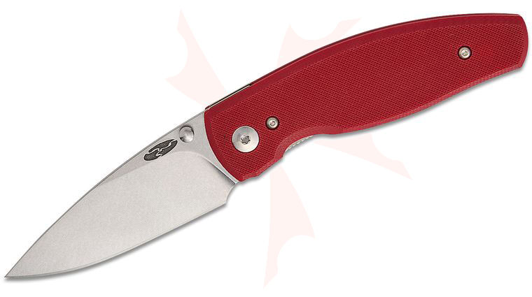 Three Rivers MFG TRM Neutron 2 Liner Lock Folding Knife 3 inch CPM-MagnaCut Tumbled Drop Point Blade, Flat Ruby Red G10 Handles