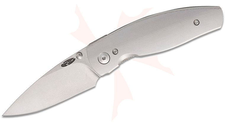 Three Rivers MFG TRM Neutron 2 Liner Lock Folding Knife 3 inch CPM-MagnaCut Tumbled Drop Point Blade, Pinstripe 3D Machined Titanium Handles