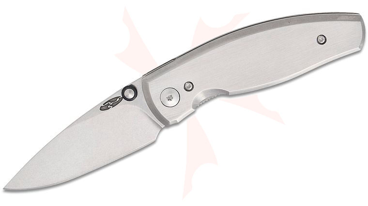 Three Rivers MFG TRM Neutron 2 Liner Lock Folding Knife 3 inch CPM-MagnaCut Tumbled Drop Point Blade, Fine Satin Flat Titanium Handles