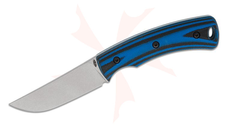 Three Rivers MFG TRM TAGALONG Pocket Fixed Blade Knife 2.3125 inch CPM-MagnaCut Tumbled Drop Point Blade, 3D Machined Ocean Ripple Blue G10 Handles, Leather Pocket Sheath