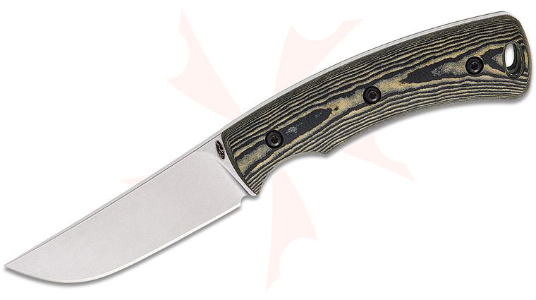Three Rivers MFG TRM TAGALONG Pocket Fixed Blade Knife 2.3125 inch CPM-MagnaCut Tumbled Drop Point Blade, 3D Machined Black and Maple Richlite Handles, Leather Pocket Sheath