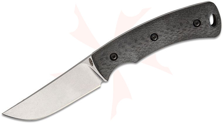 Three Rivers MFG TRM TAGALONG Pocket Fixed Blade Knife 2.3125 inch CPM-MagnaCut Tumbled Drop Point Blade, 3D Machined Carbon Fiber Handles, Leather Pocket Sheath