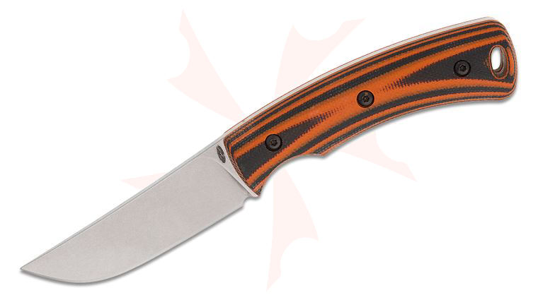 Three Rivers MFG TRM TAGALONG Pocket Fixed Blade Knife 2.3125 inch CPM-MagnaCut Tumbled Drop Point Blade, 3D Machined Firetail Orange G10 Handles, Leather Pocket Sheath