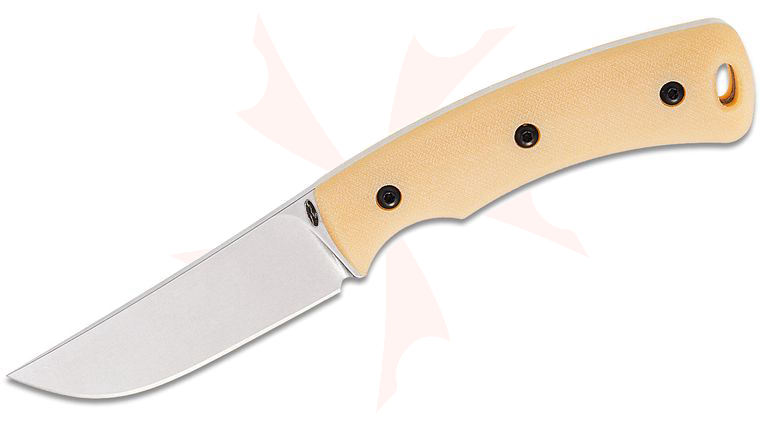 Three Rivers MFG TRM TAGALONG Pocket Fixed Blade Knife 2.3125 inch CPM-MagnaCut Tumbled Drop Point Blade, 3D Machined Linen Bone Micarta Handles, Leather Pocket Sheath